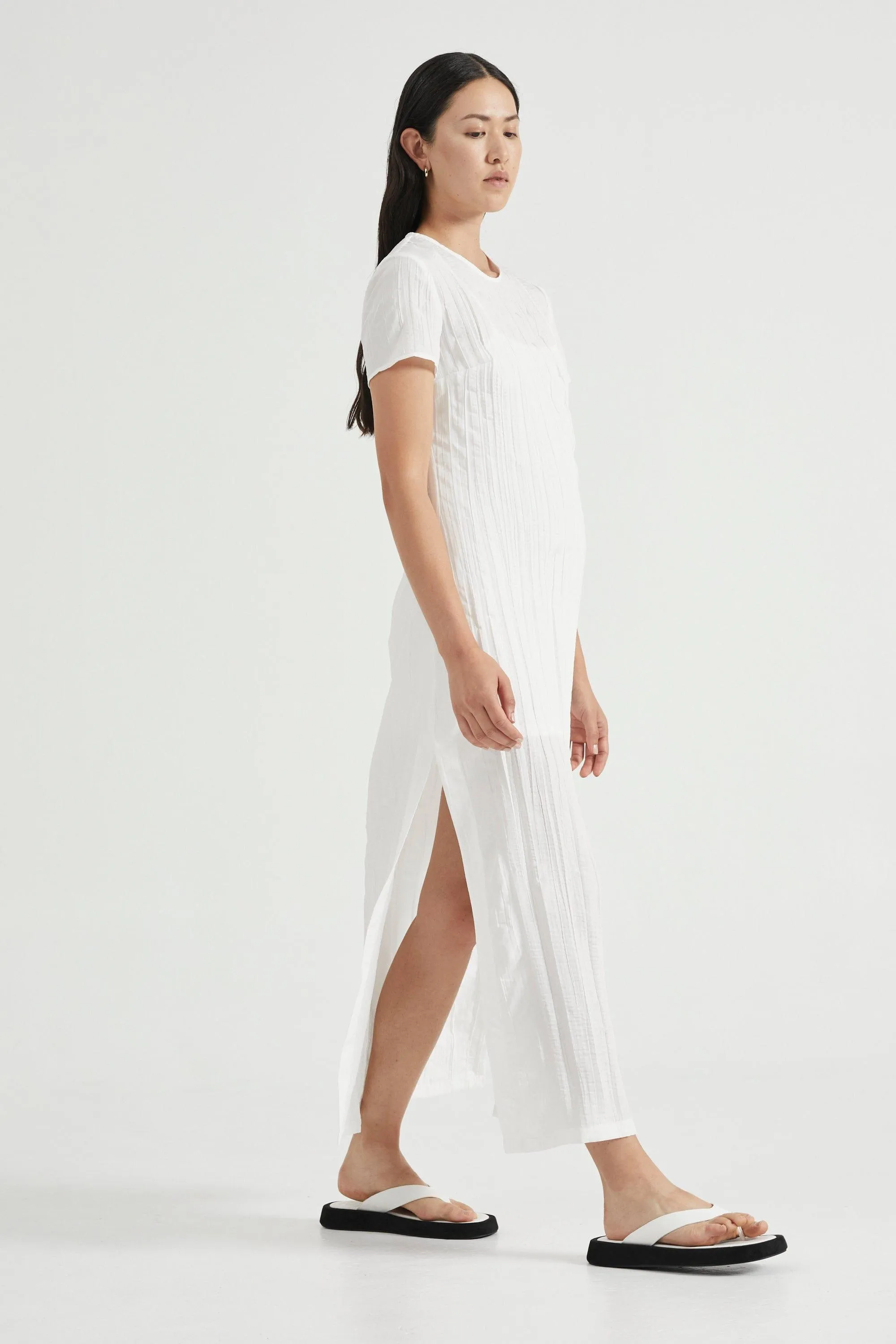 ROLLING WAVE MAXI TEE DRESS | WHITE WASH