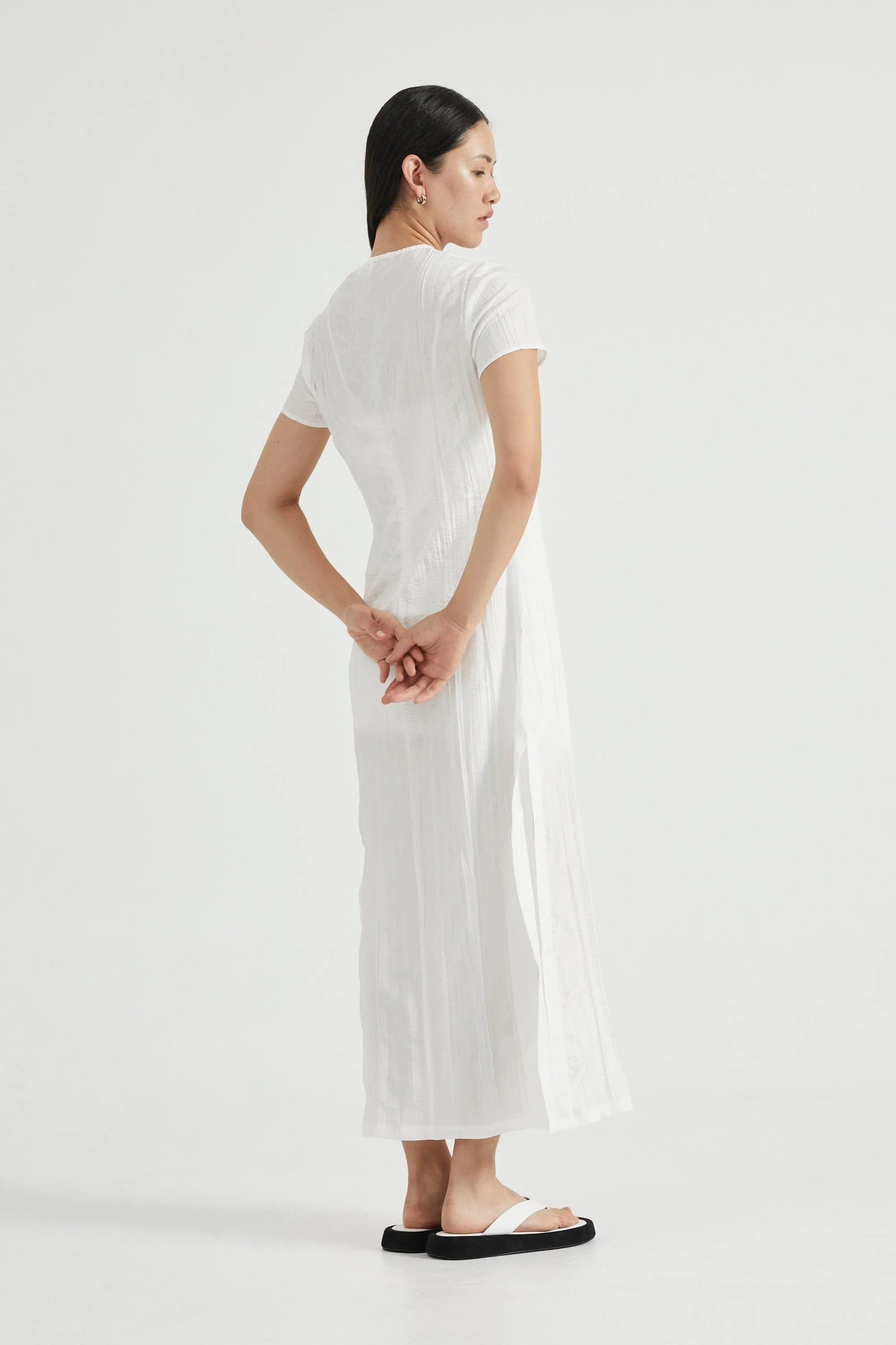 ROLLING WAVE MAXI TEE DRESS | WHITE WASH