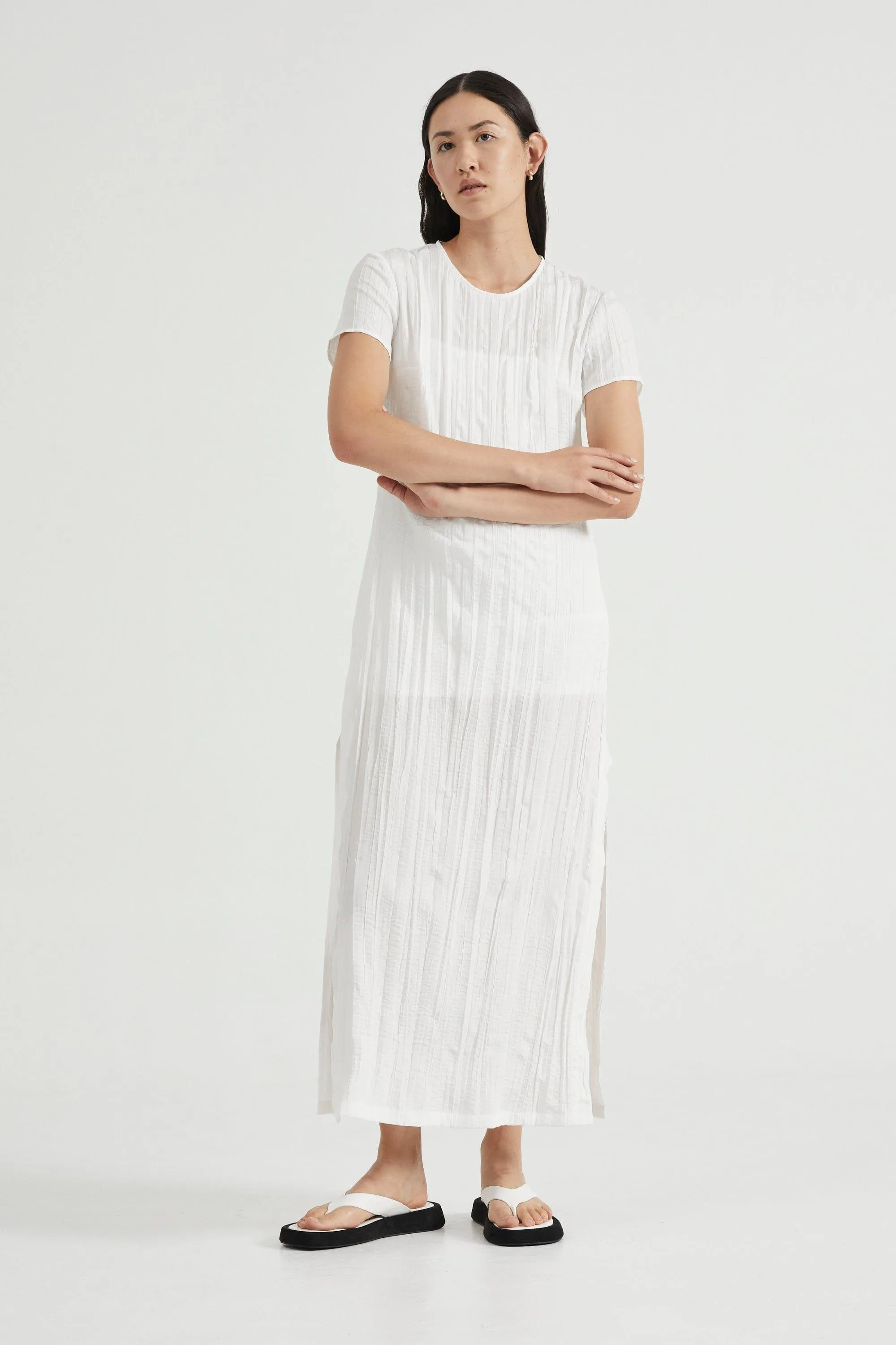 ROLLING WAVE MAXI TEE DRESS | WHITE WASH