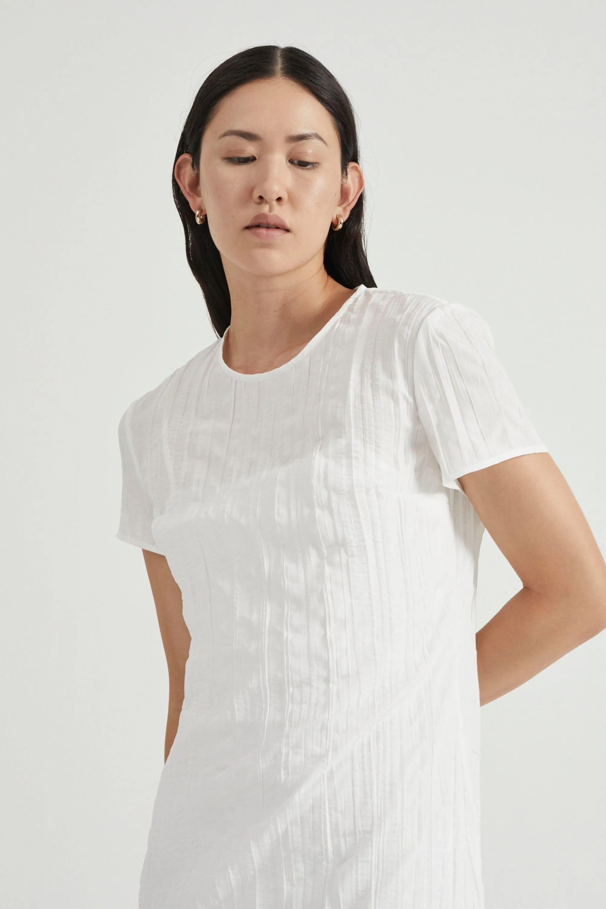 ROLLING WAVE MAXI TEE DRESS | WHITE WASH