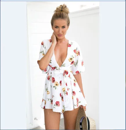 rompers womens summer jumpsuit High Waist Gorgeous multi straps Print backless Playsuit Shorts jumpsuits plus size