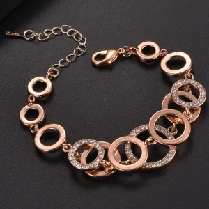 Rose Gold Plated Crystal Rings Bracelet