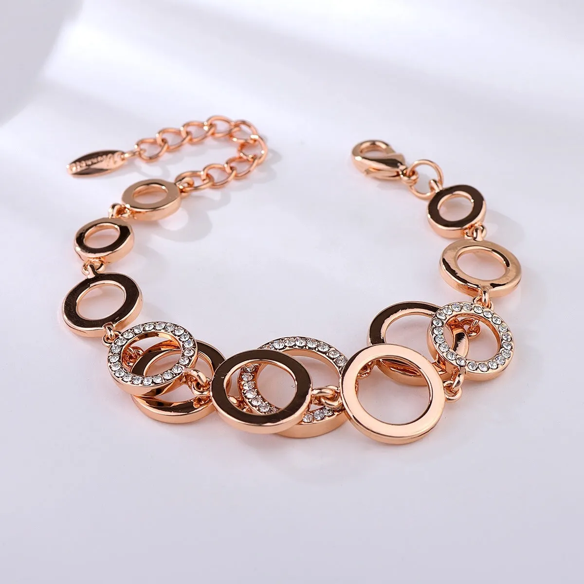 Rose Gold Plated Crystal Rings Bracelet