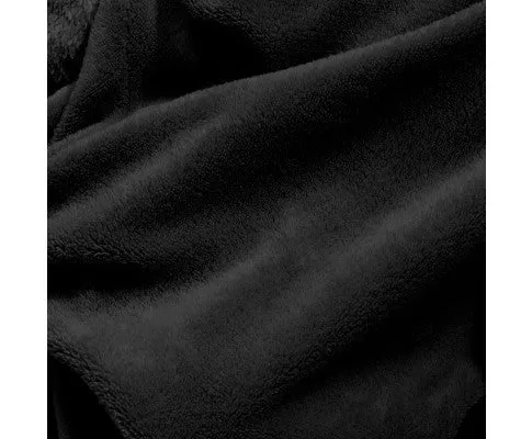 Royal Comfort Snug Hoodie Nightwear Super Soft Reversible Coral Fleece 750GSM One Size Black