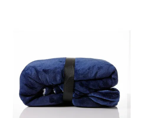 Royal Comfort Snug Hoodie Nightwear Super Soft Reversible Coral Fleece 750GSM One Size Navy