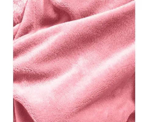 Royal Comfort Snug Hoodie Nightwear Super Soft Reversible Coral Fleece 750GSM One Size Pink
