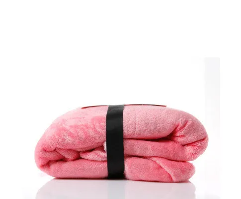 Royal Comfort Snug Hoodie Nightwear Super Soft Reversible Coral Fleece 750GSM One Size Pink