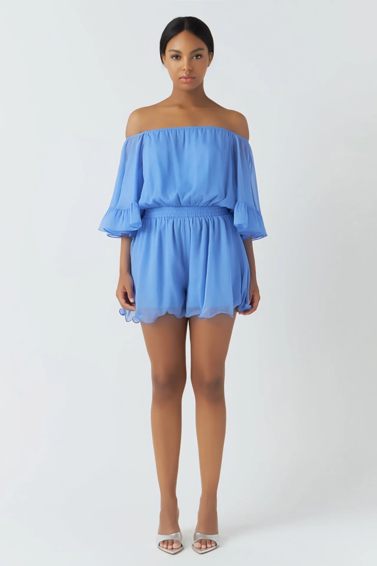Ruffled Sleeve Romper