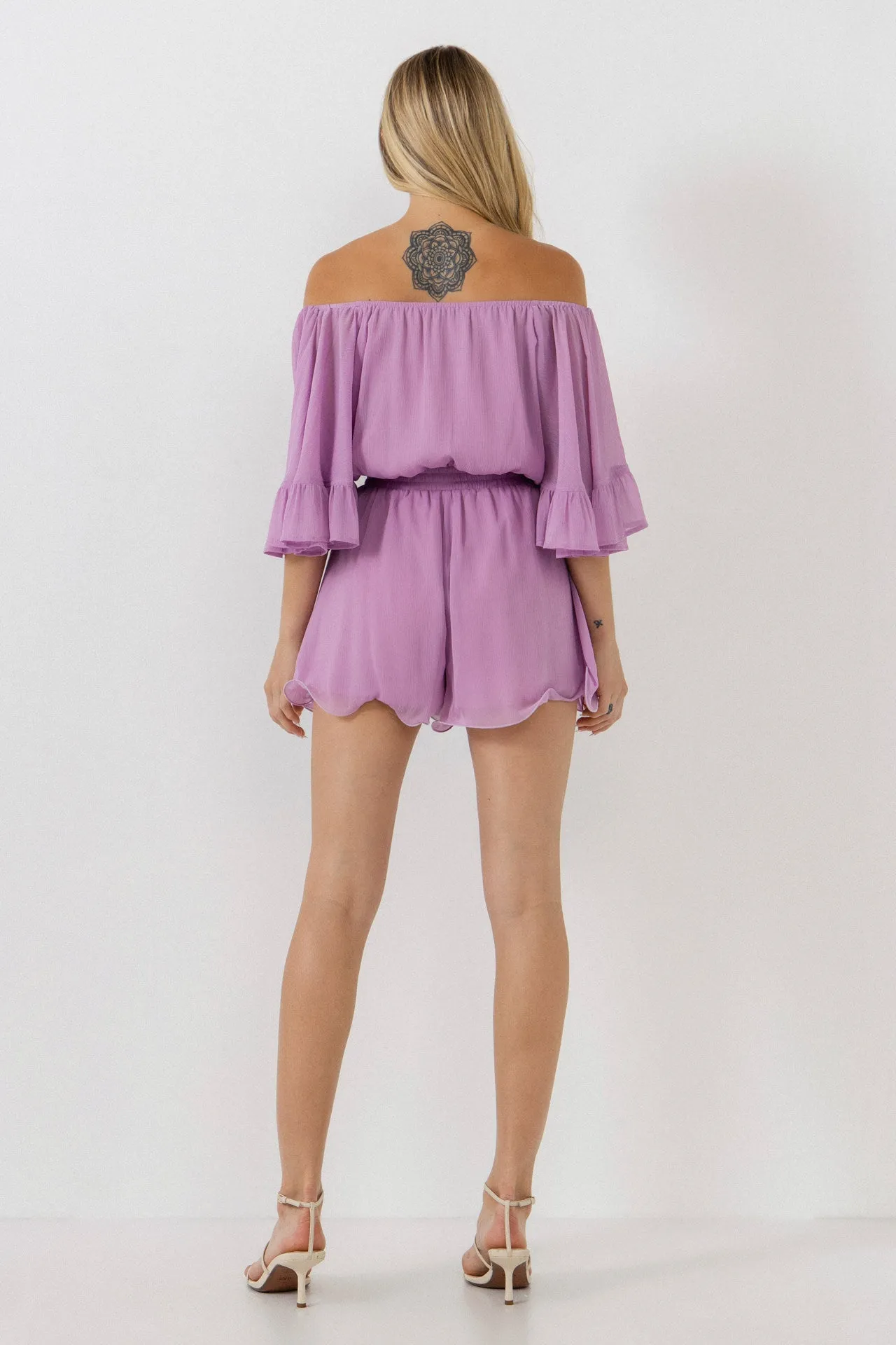 Ruffled Sleeve Romper