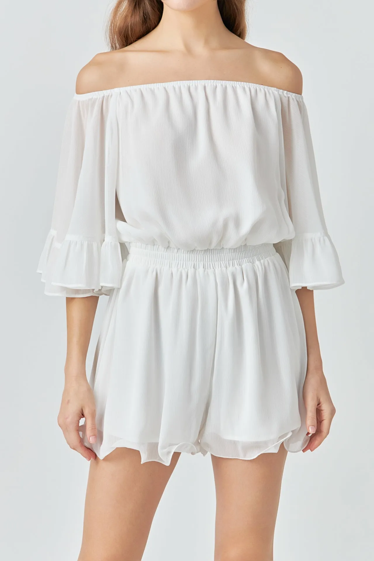 Ruffled Sleeve Romper