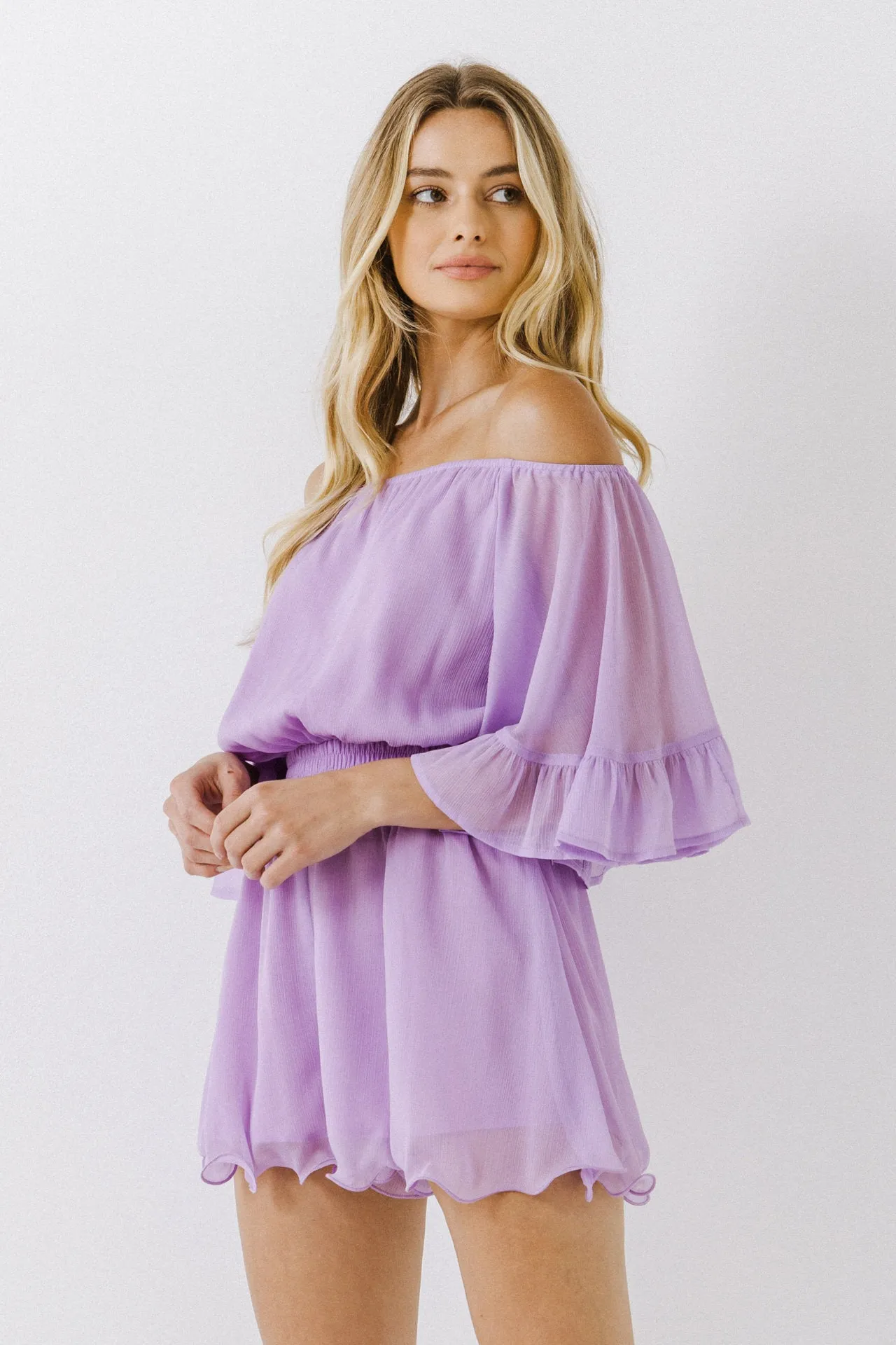 Ruffled Sleeve Romper