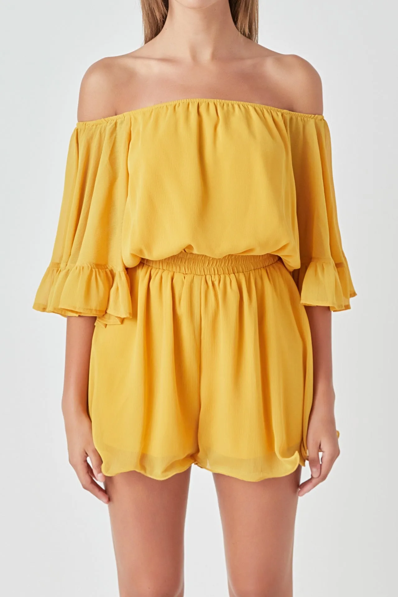 Ruffled Sleeve Romper