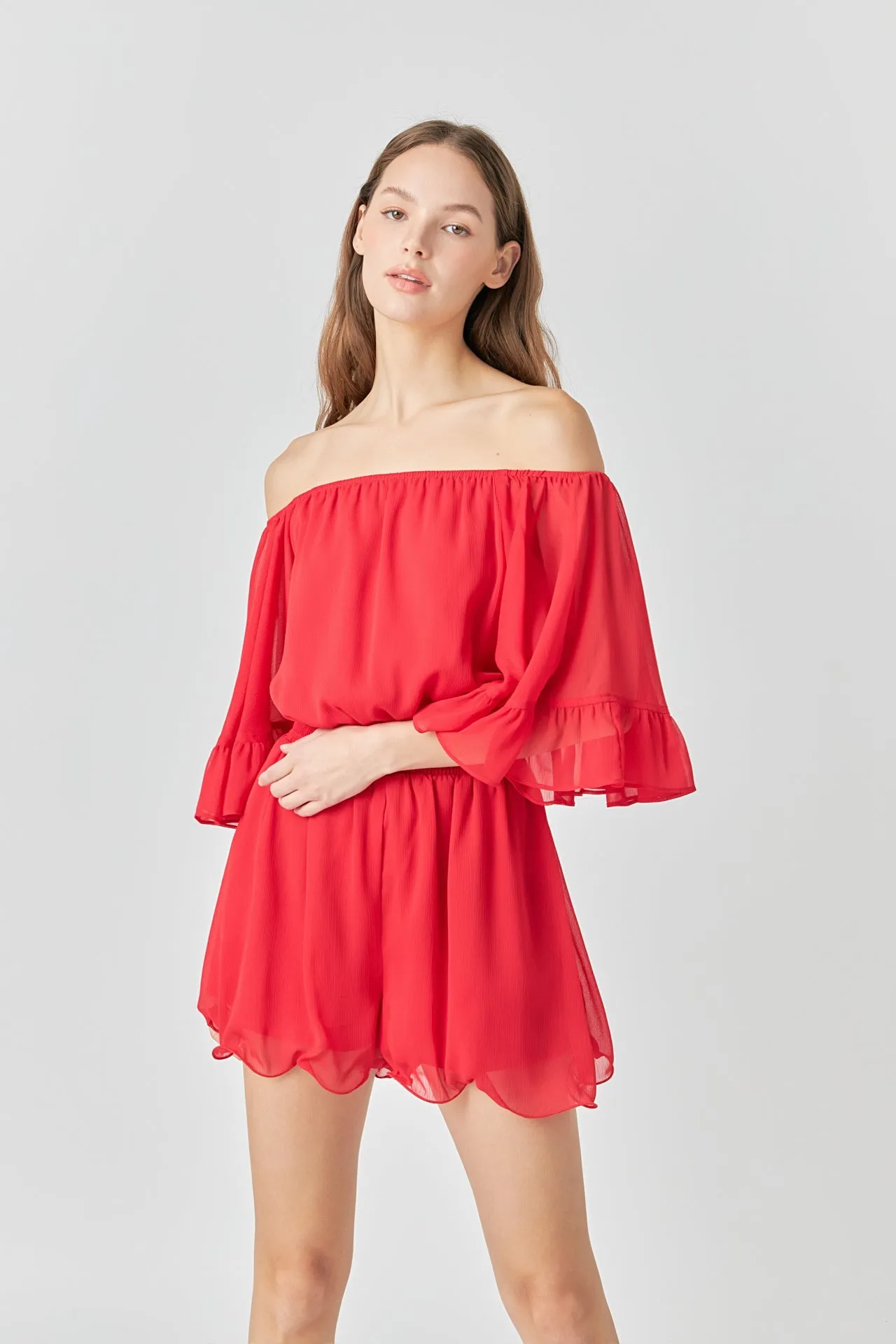 Ruffled Sleeve Romper