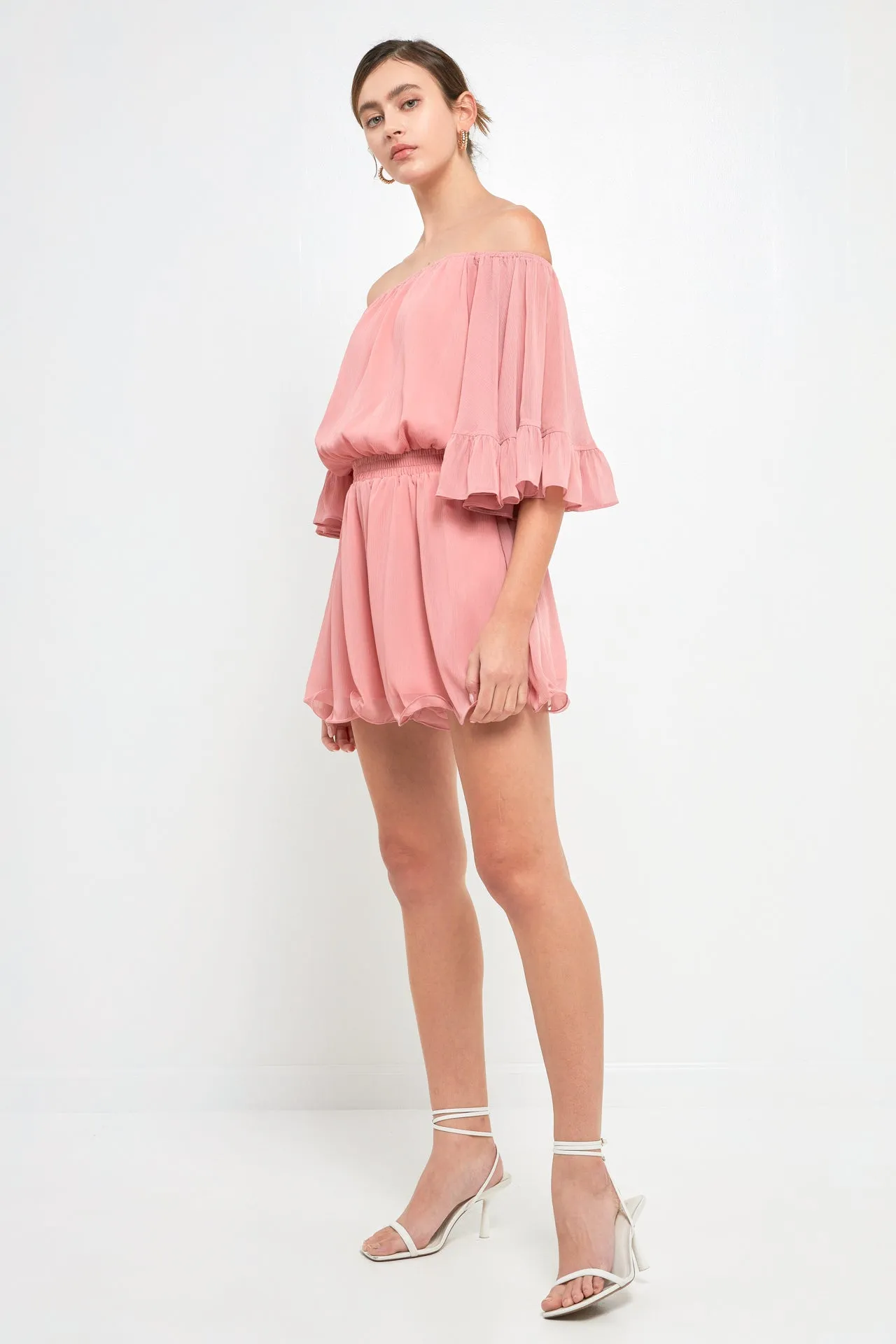 Ruffled Sleeve Romper