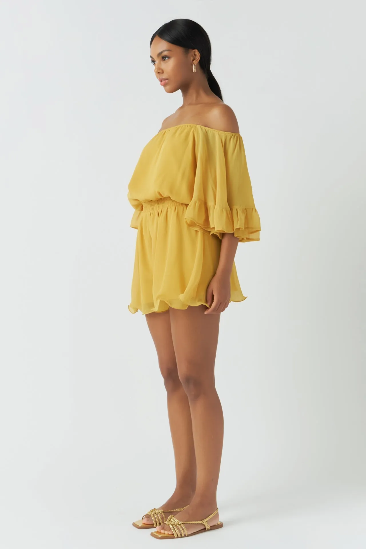 Ruffled Sleeve Romper