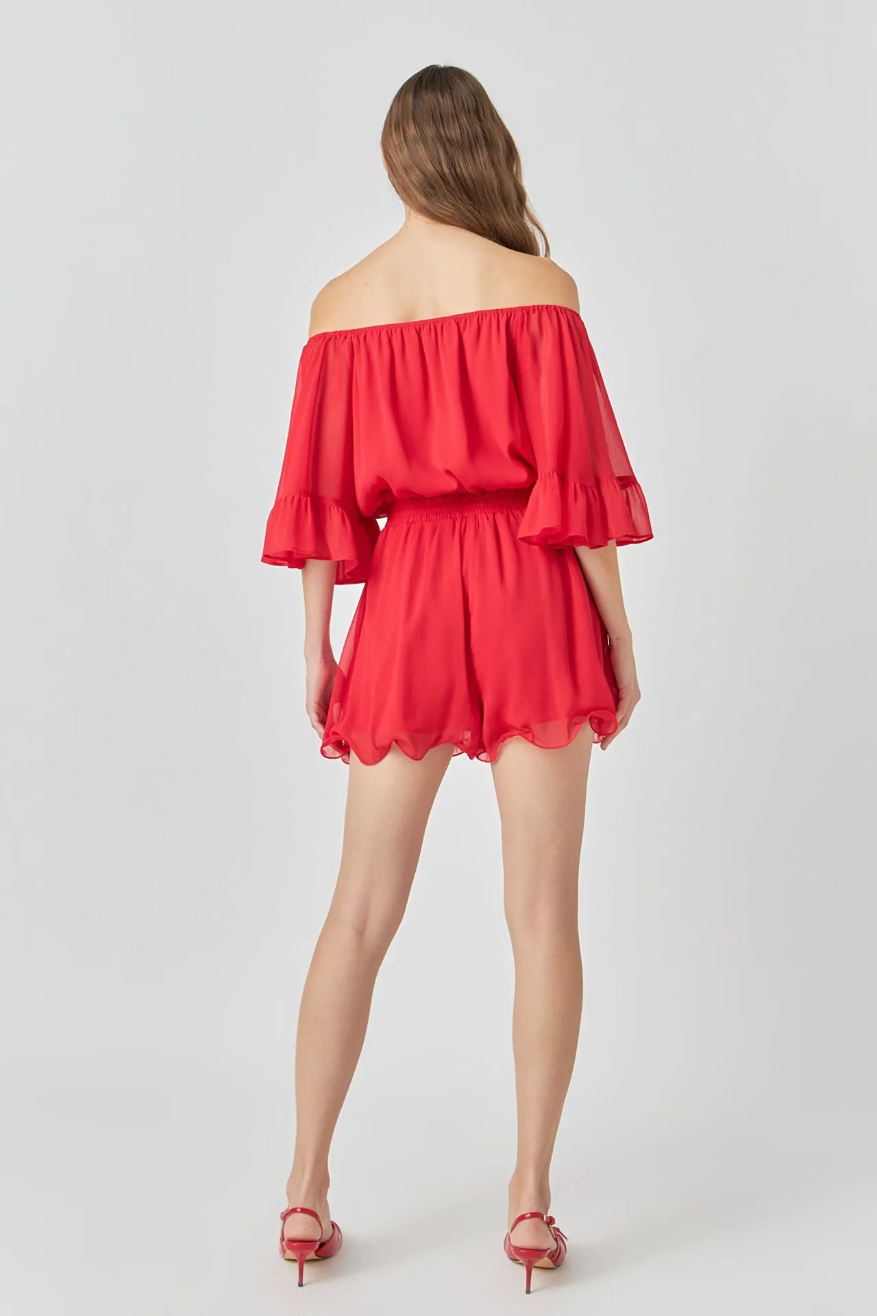 Ruffled Sleeve Romper