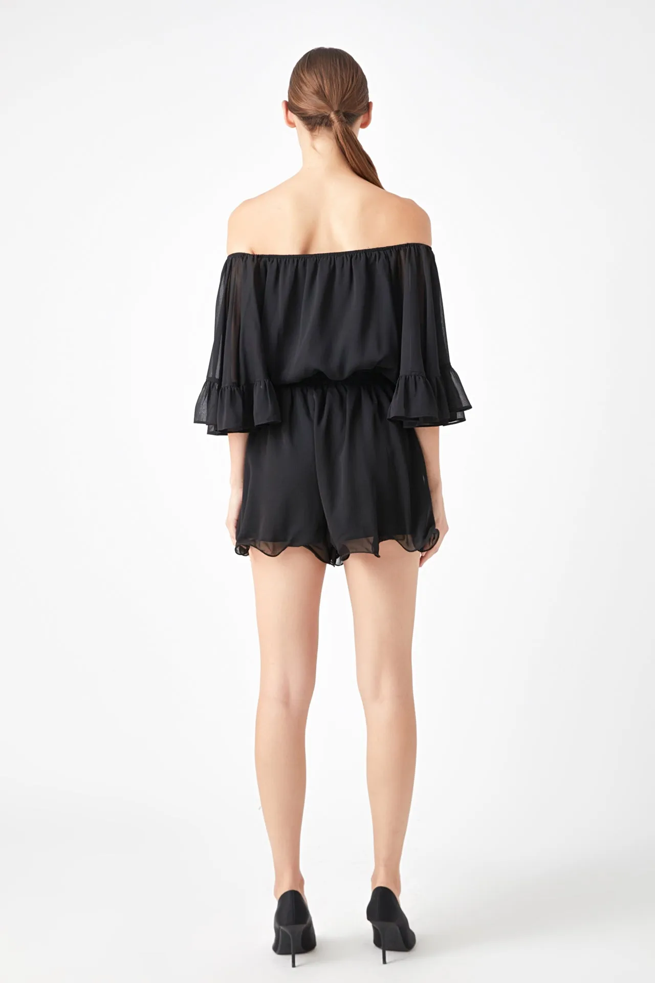Ruffled Sleeve Romper