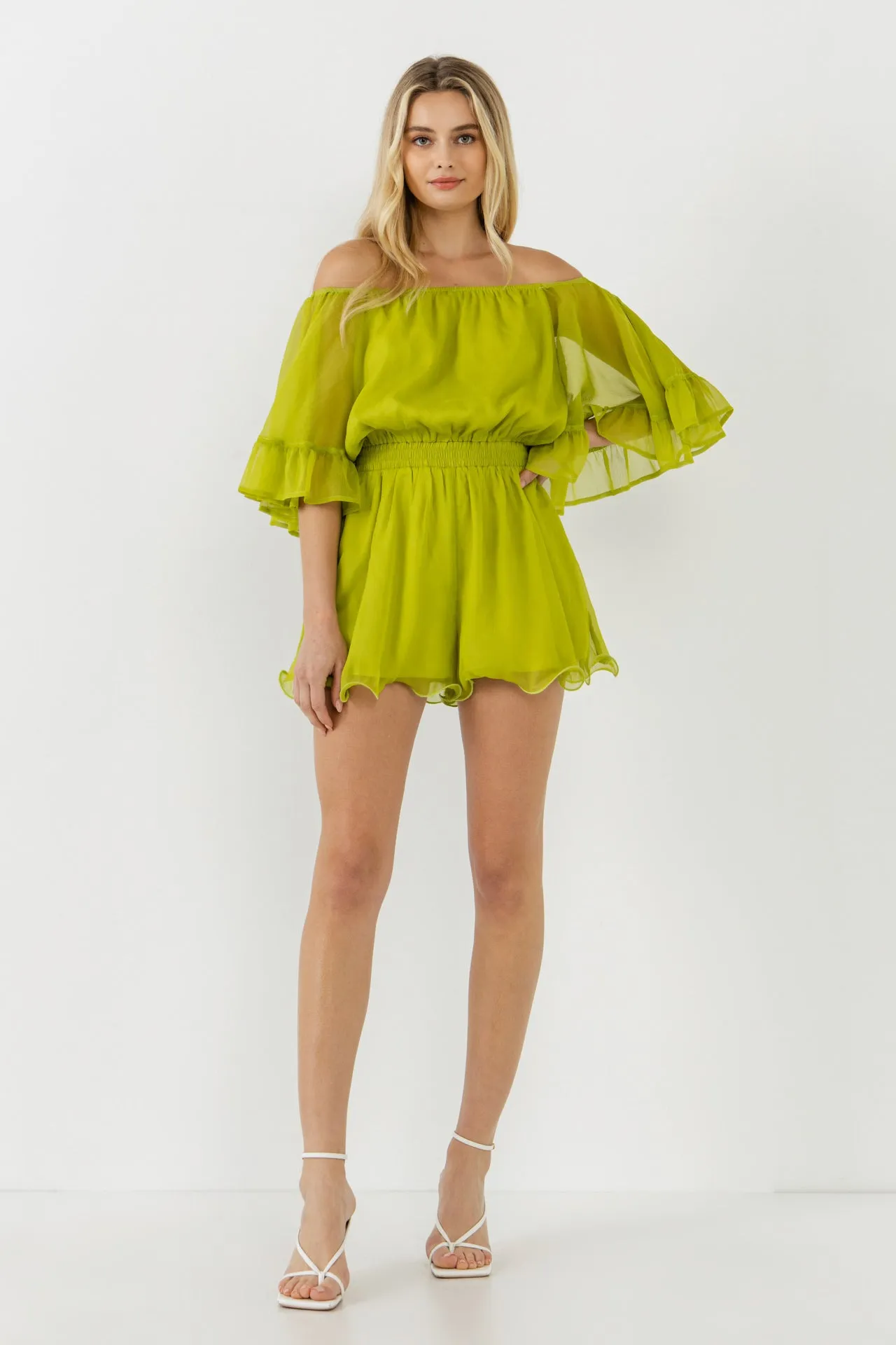Ruffled Sleeve Romper