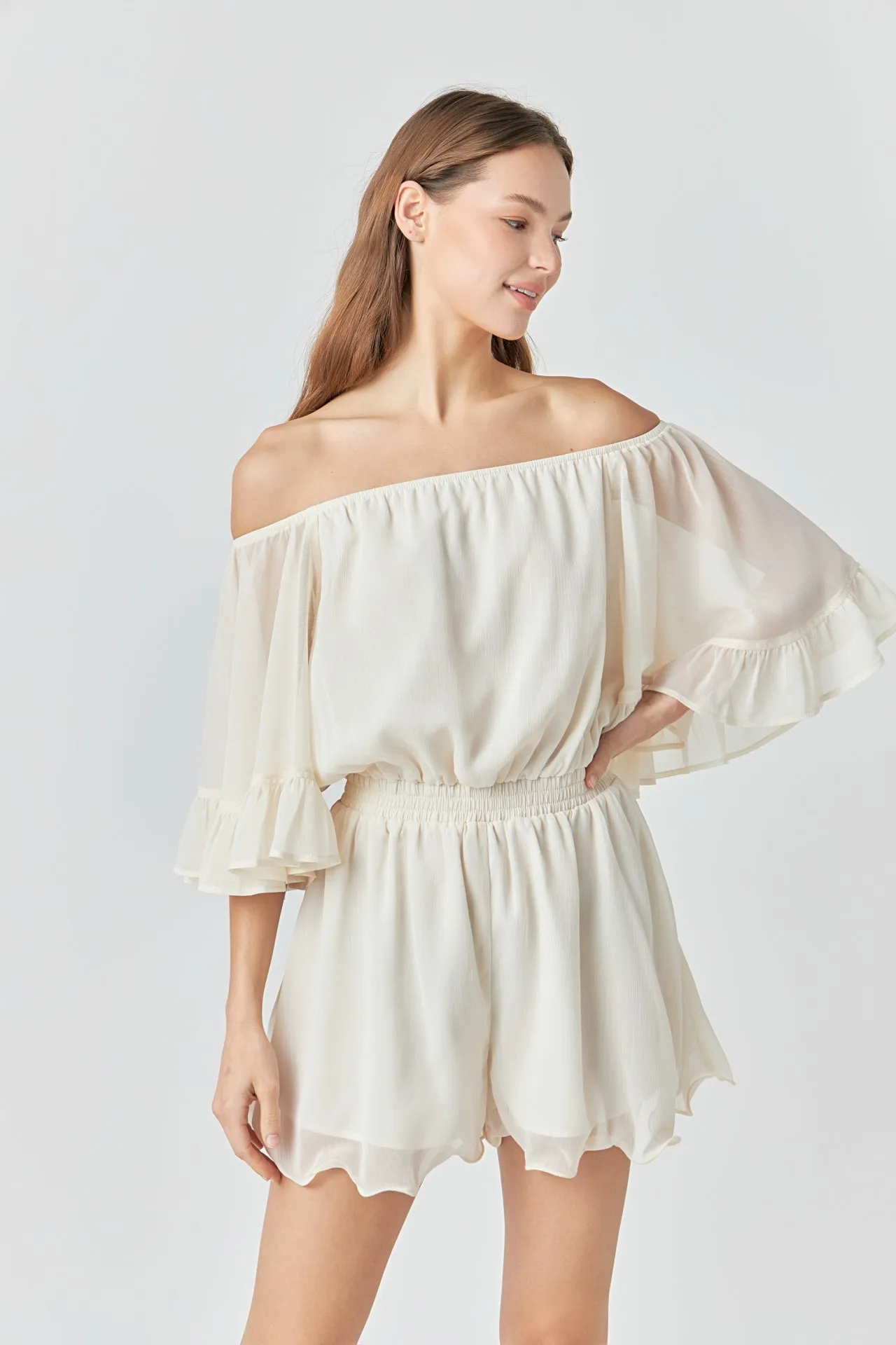 Ruffled Sleeve Romper