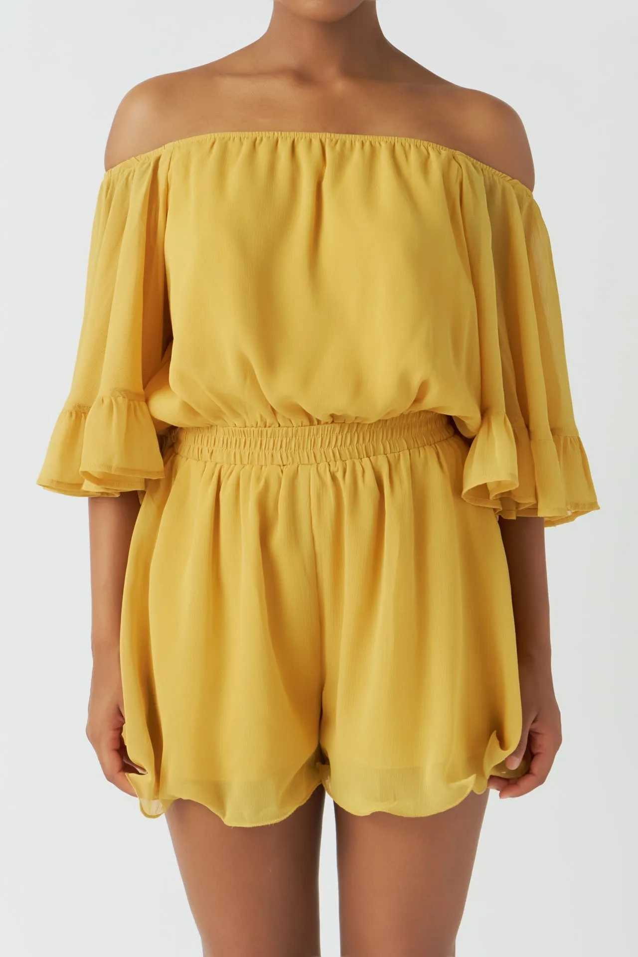 Ruffled Sleeve Romper