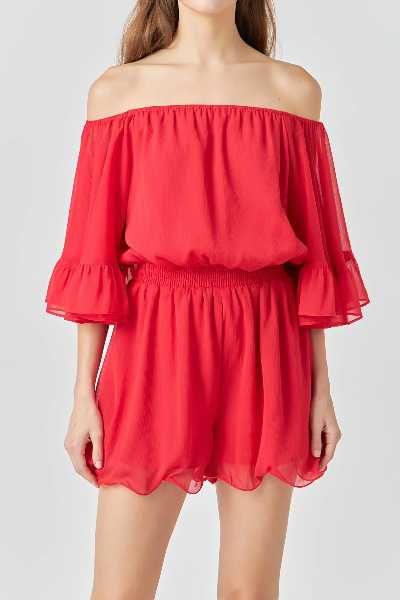 Ruffled Sleeve Romper