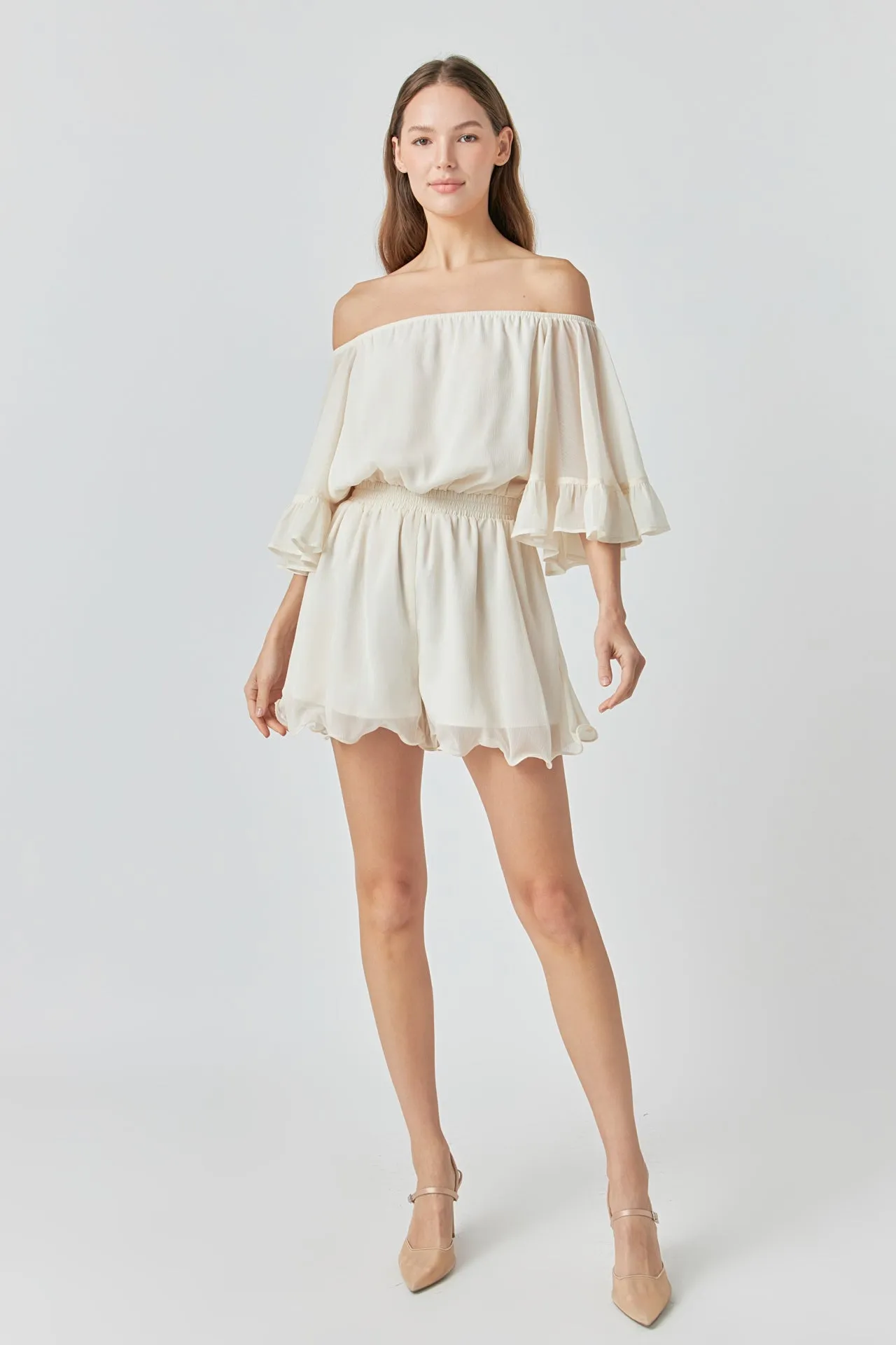 Ruffled Sleeve Romper