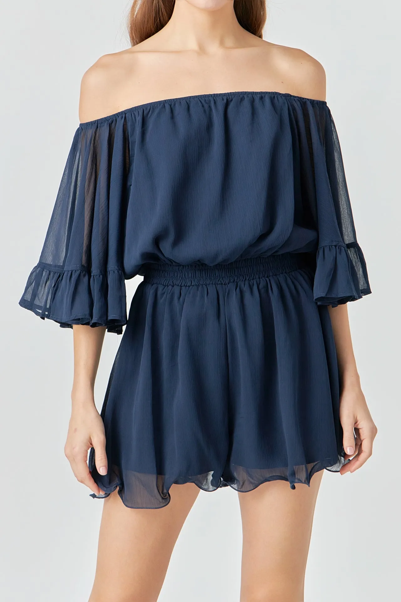 Ruffled Sleeve Romper