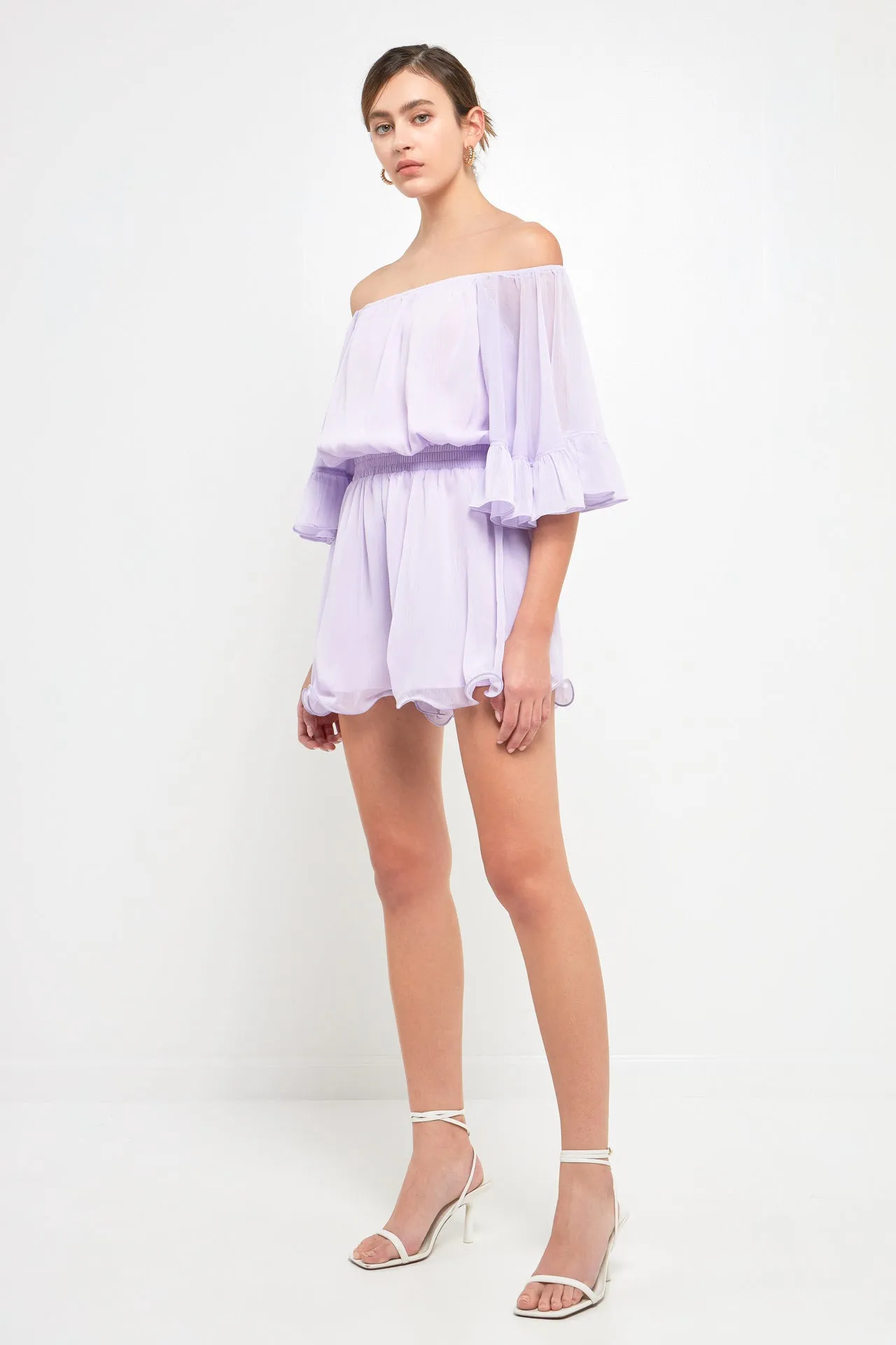 Ruffled Sleeve Romper