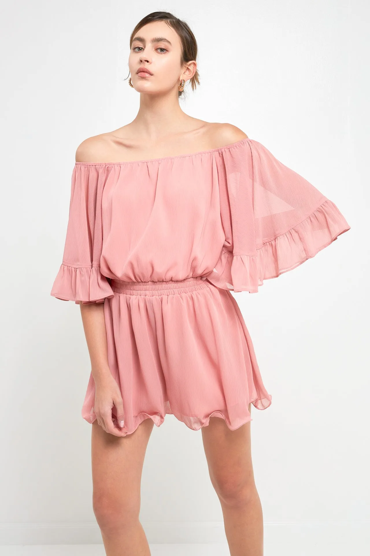 Ruffled Sleeve Romper