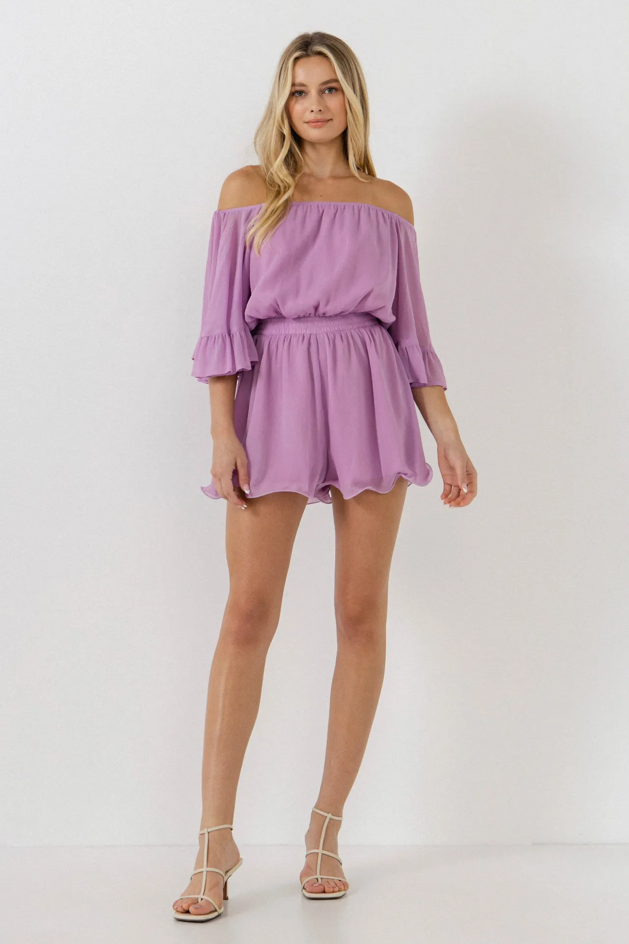 Ruffled Sleeve Romper