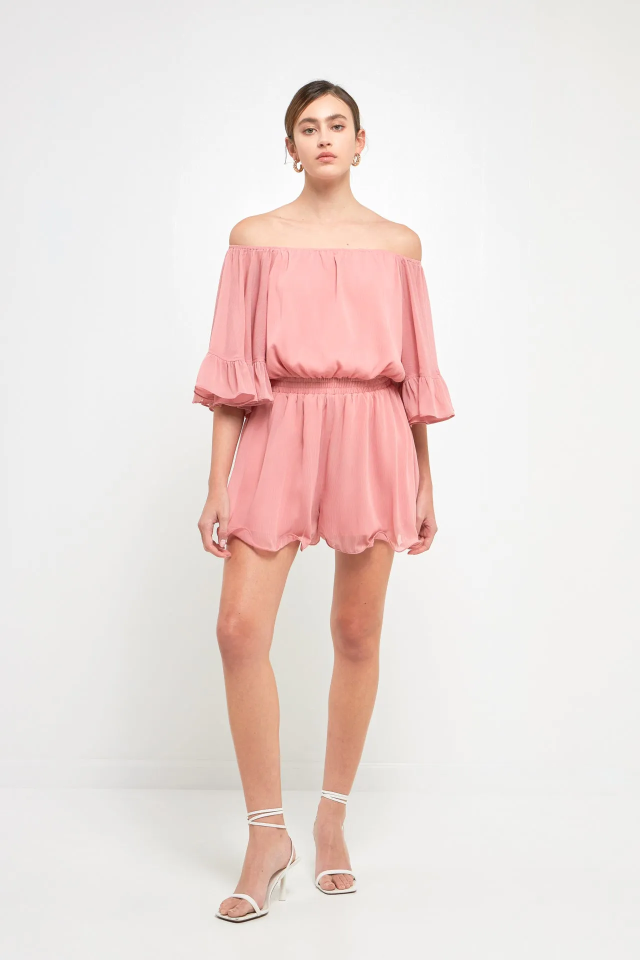 Ruffled Sleeve Romper
