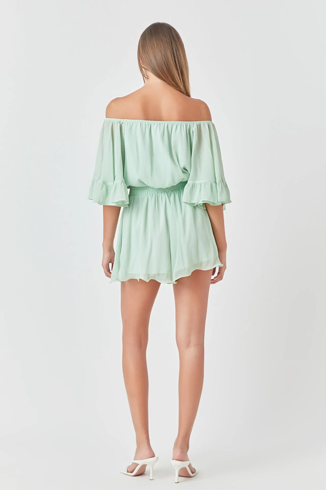 Ruffled Sleeve Romper