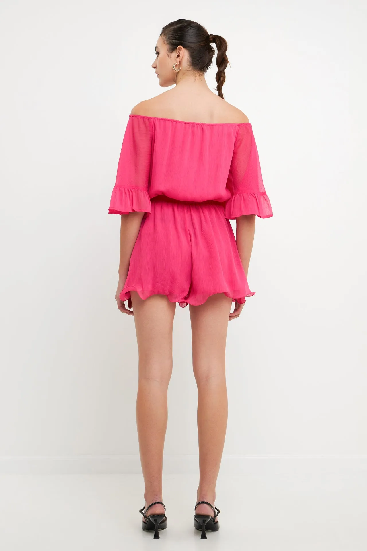 Ruffled Sleeve Romper