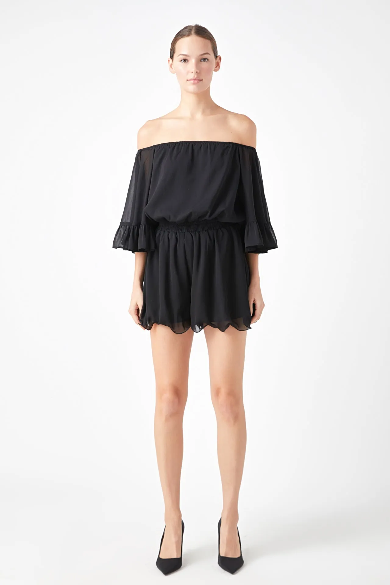 Ruffled Sleeve Romper