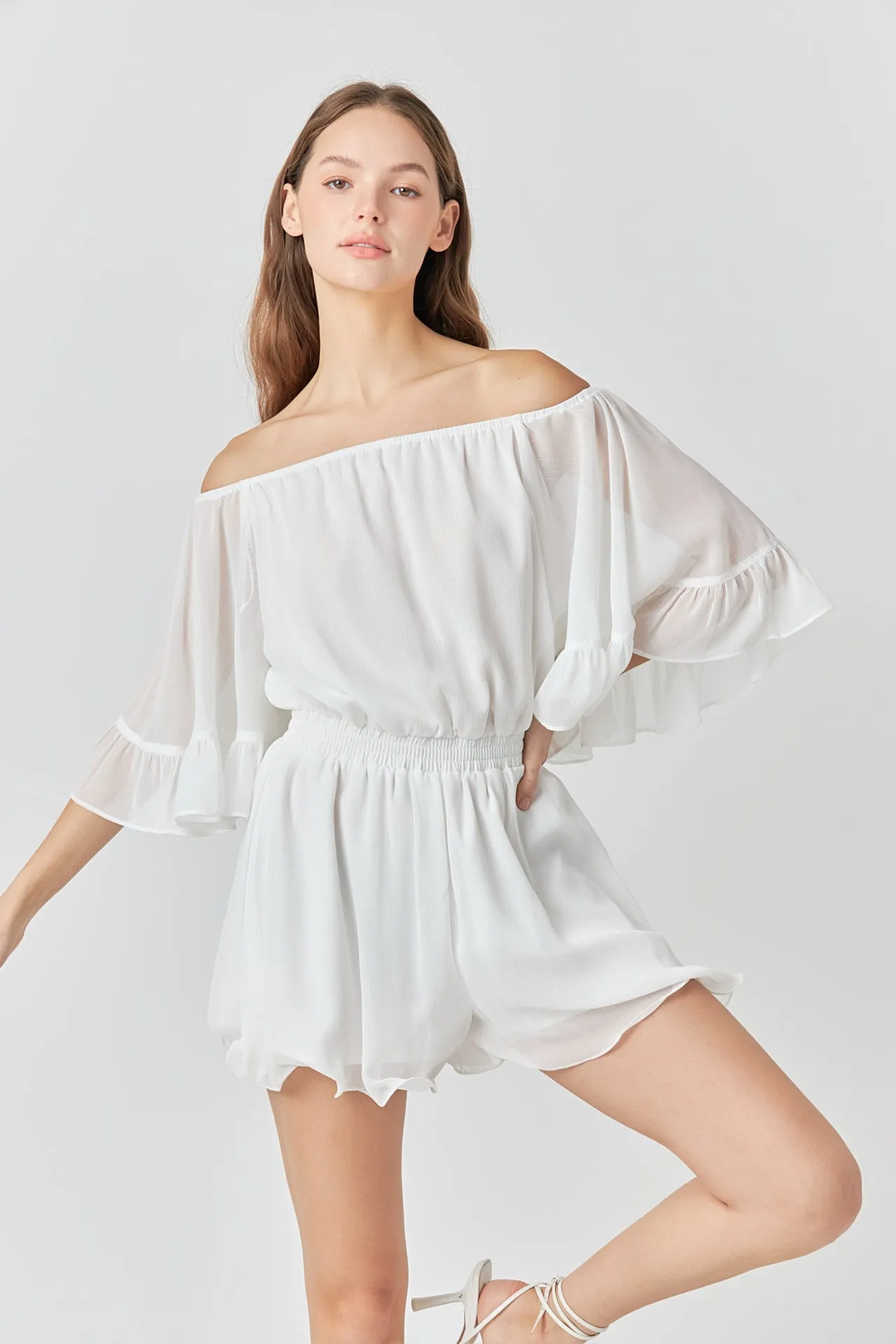 Ruffled Sleeve Romper