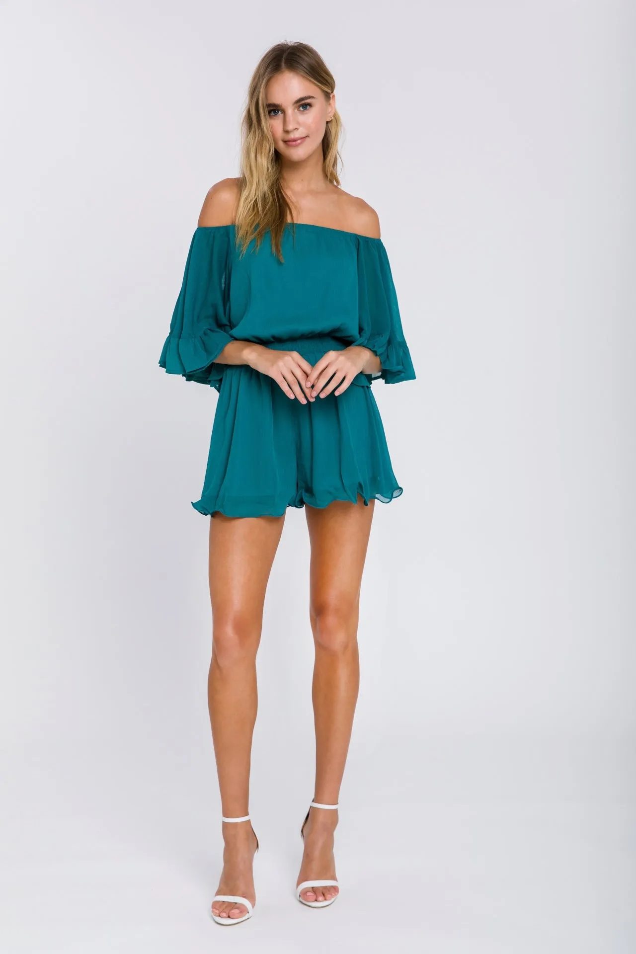 Ruffled Sleeve Romper