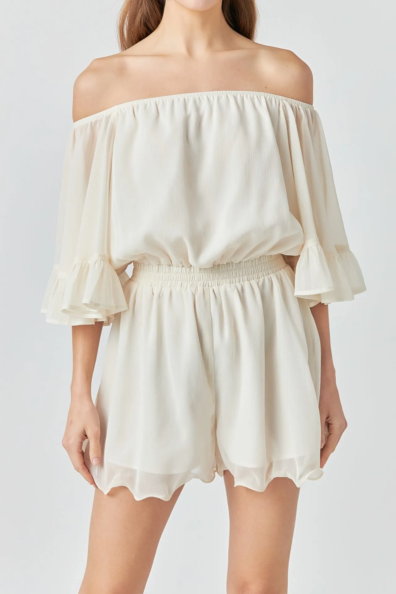 Ruffled Sleeve Romper
