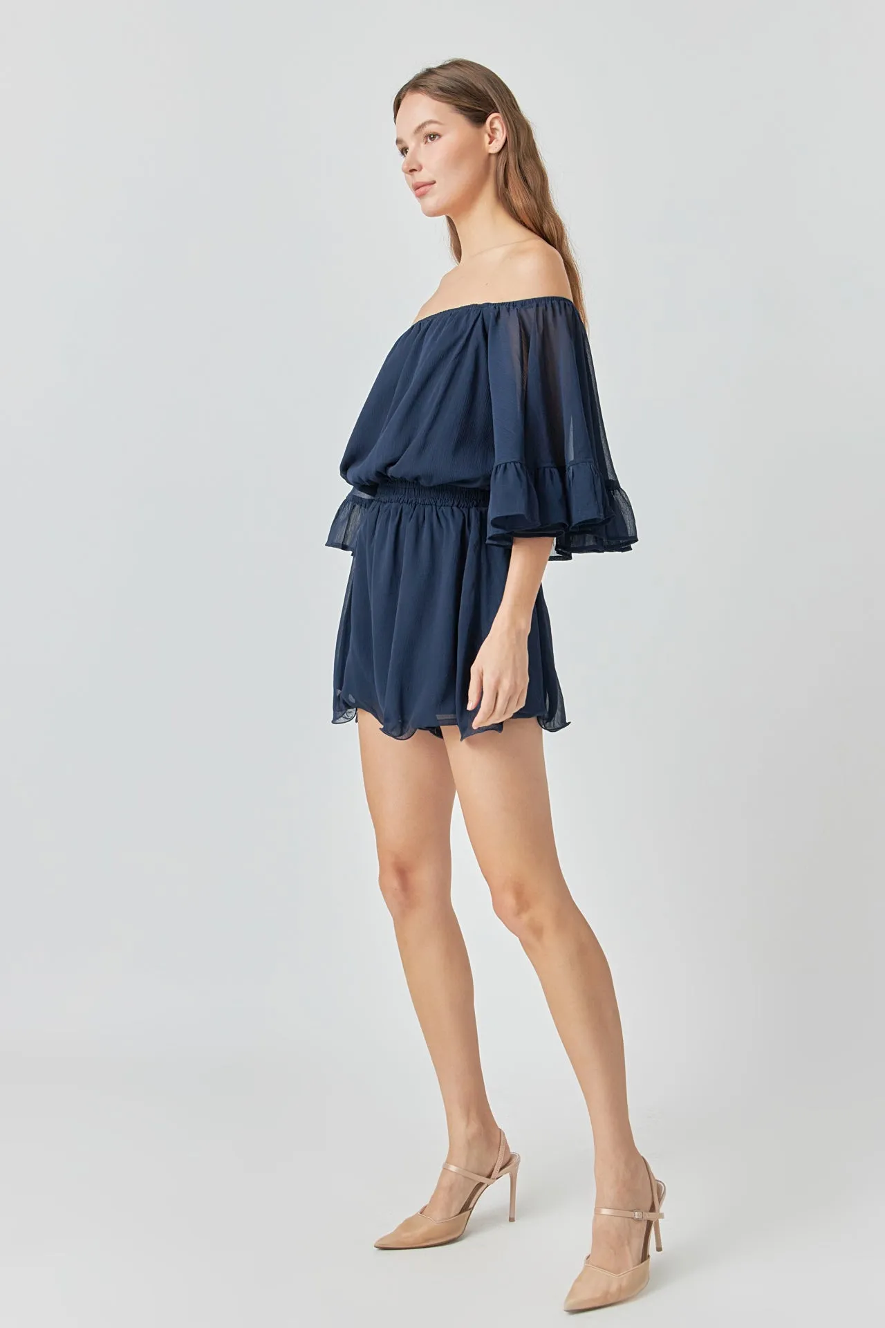 Ruffled Sleeve Romper