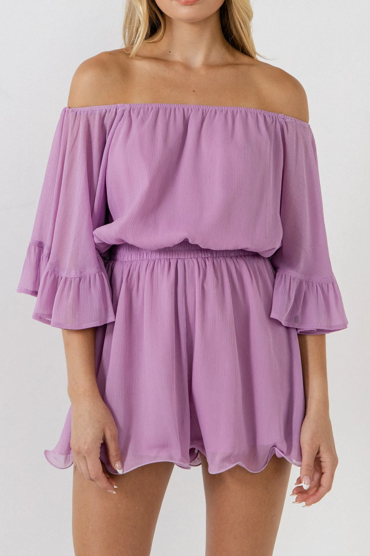 Ruffled Sleeve Romper