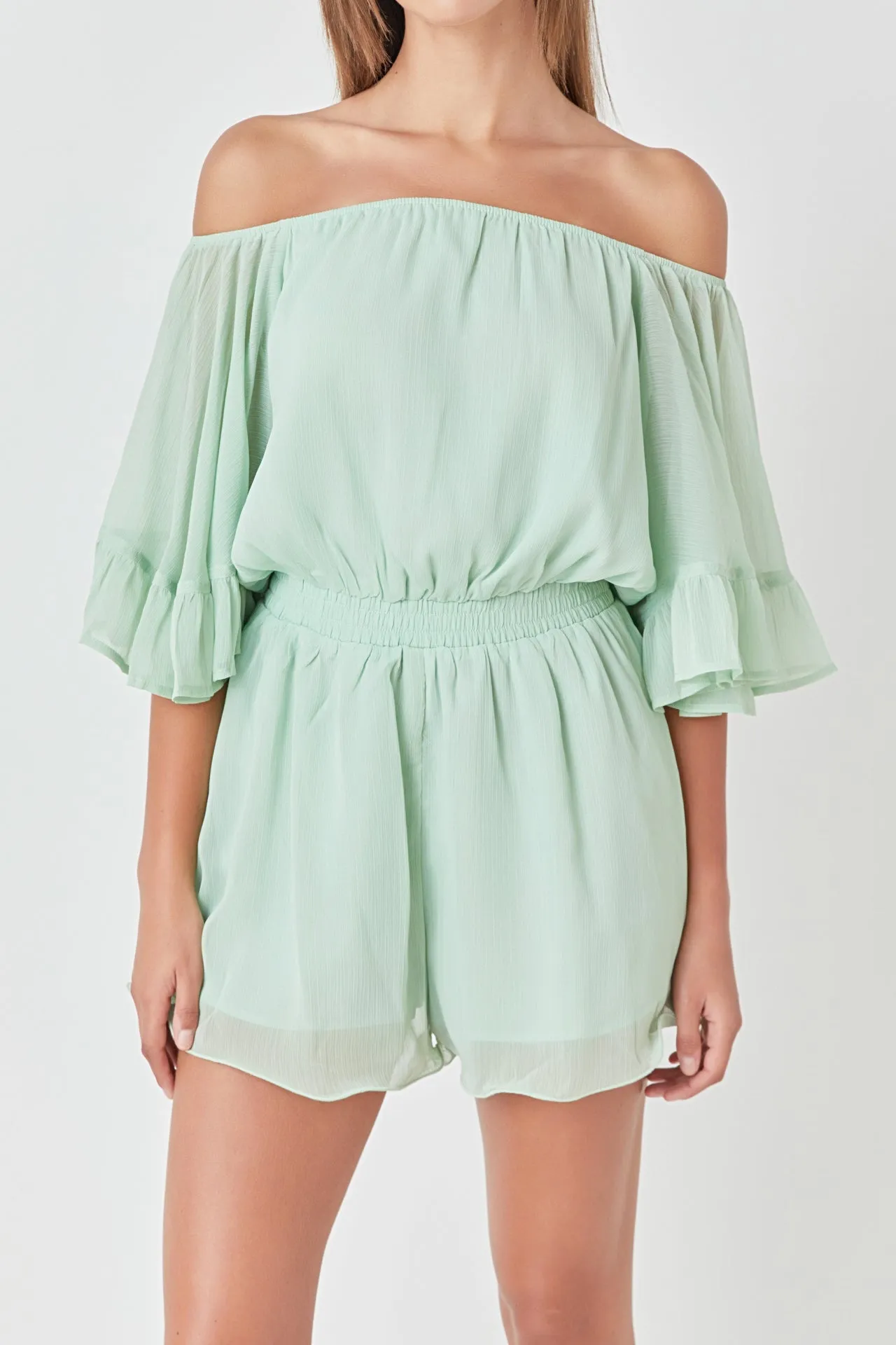 Ruffled Sleeve Romper