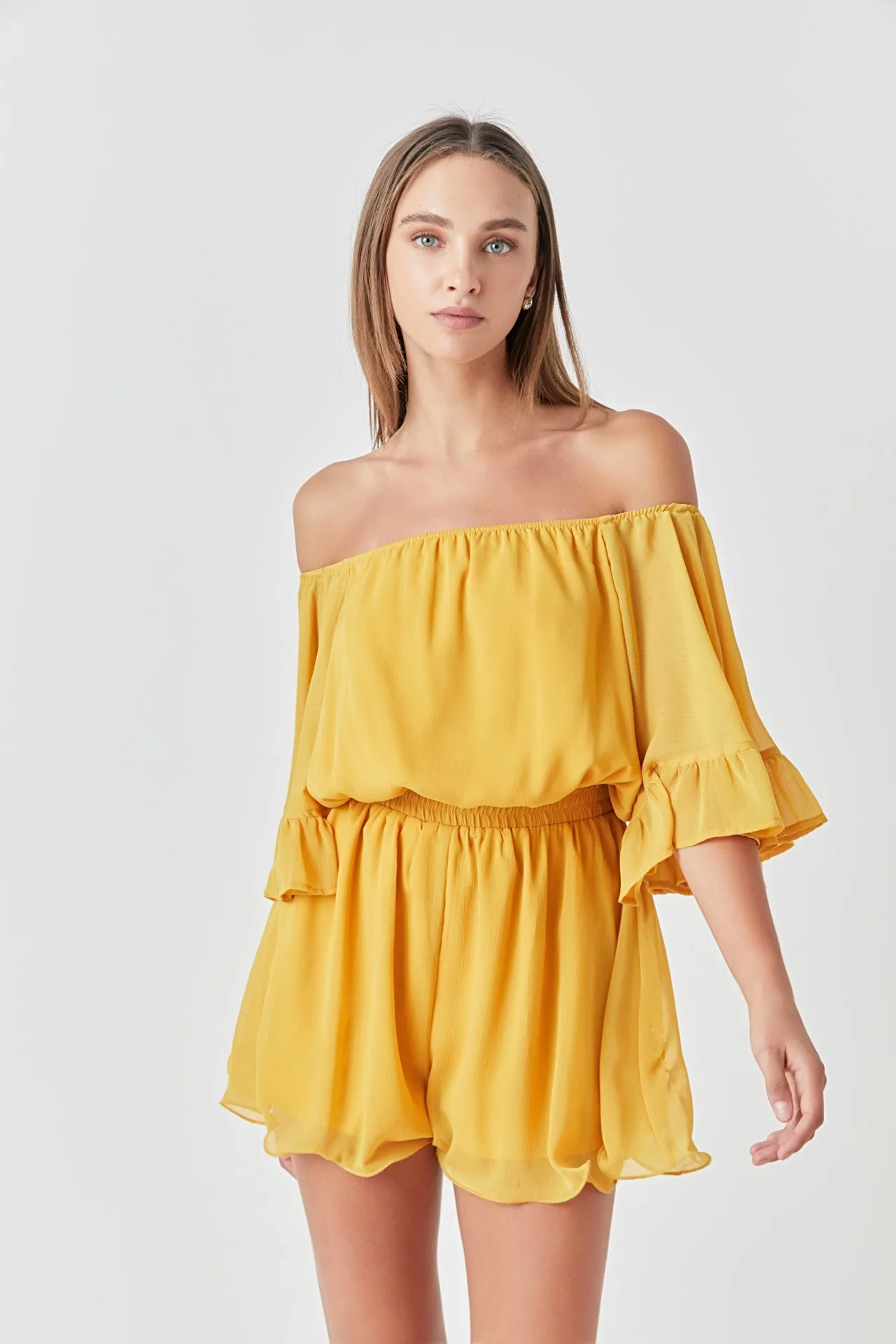 Ruffled Sleeve Romper