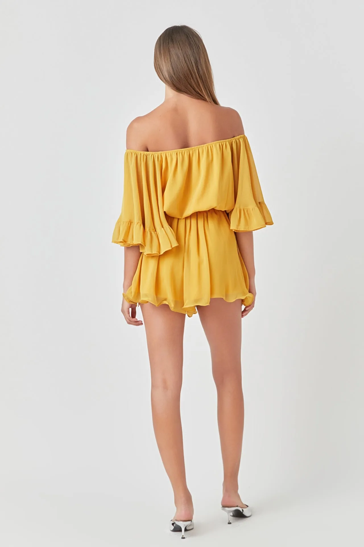 Ruffled Sleeve Romper