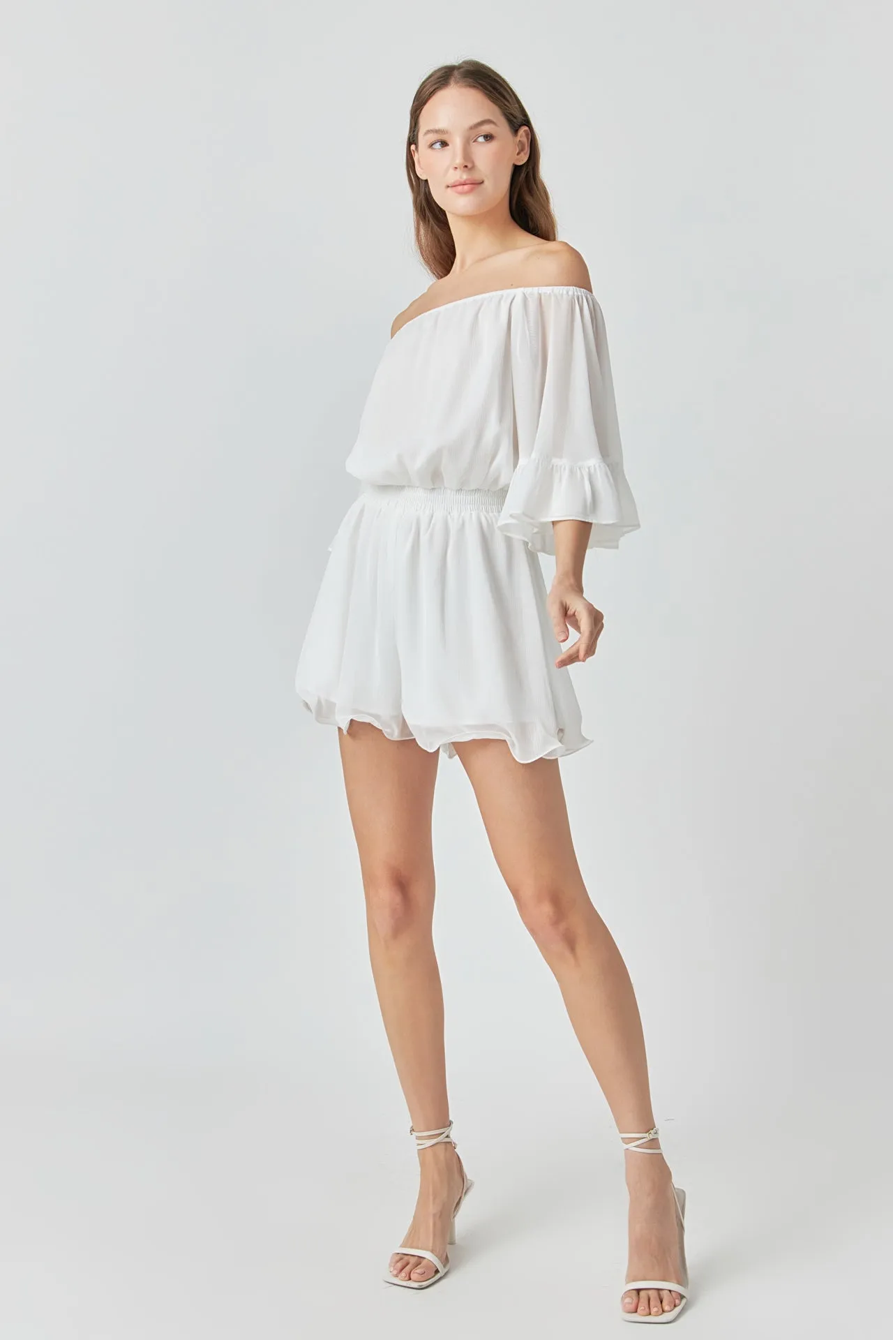 Ruffled Sleeve Romper