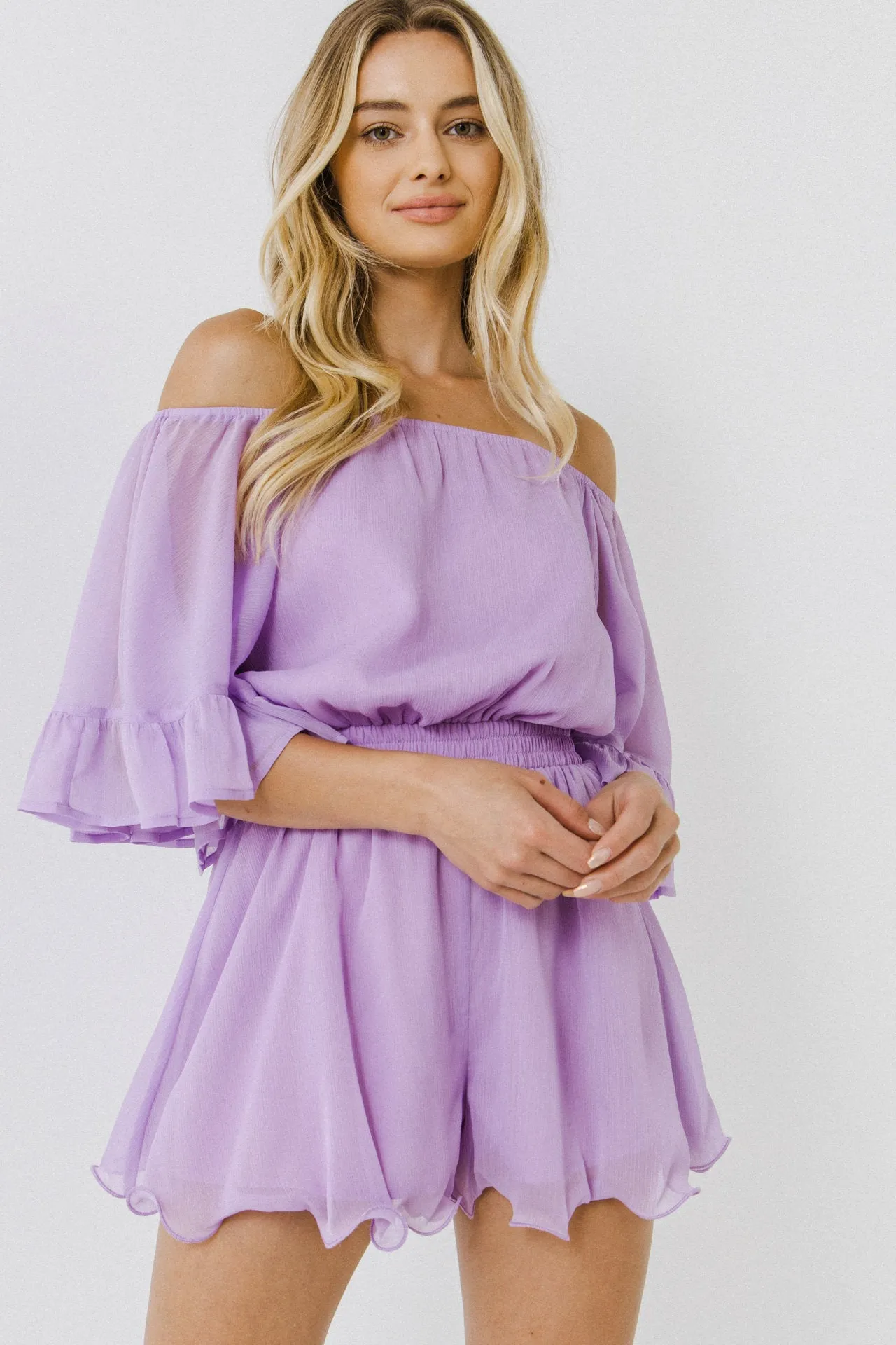 Ruffled Sleeve Romper
