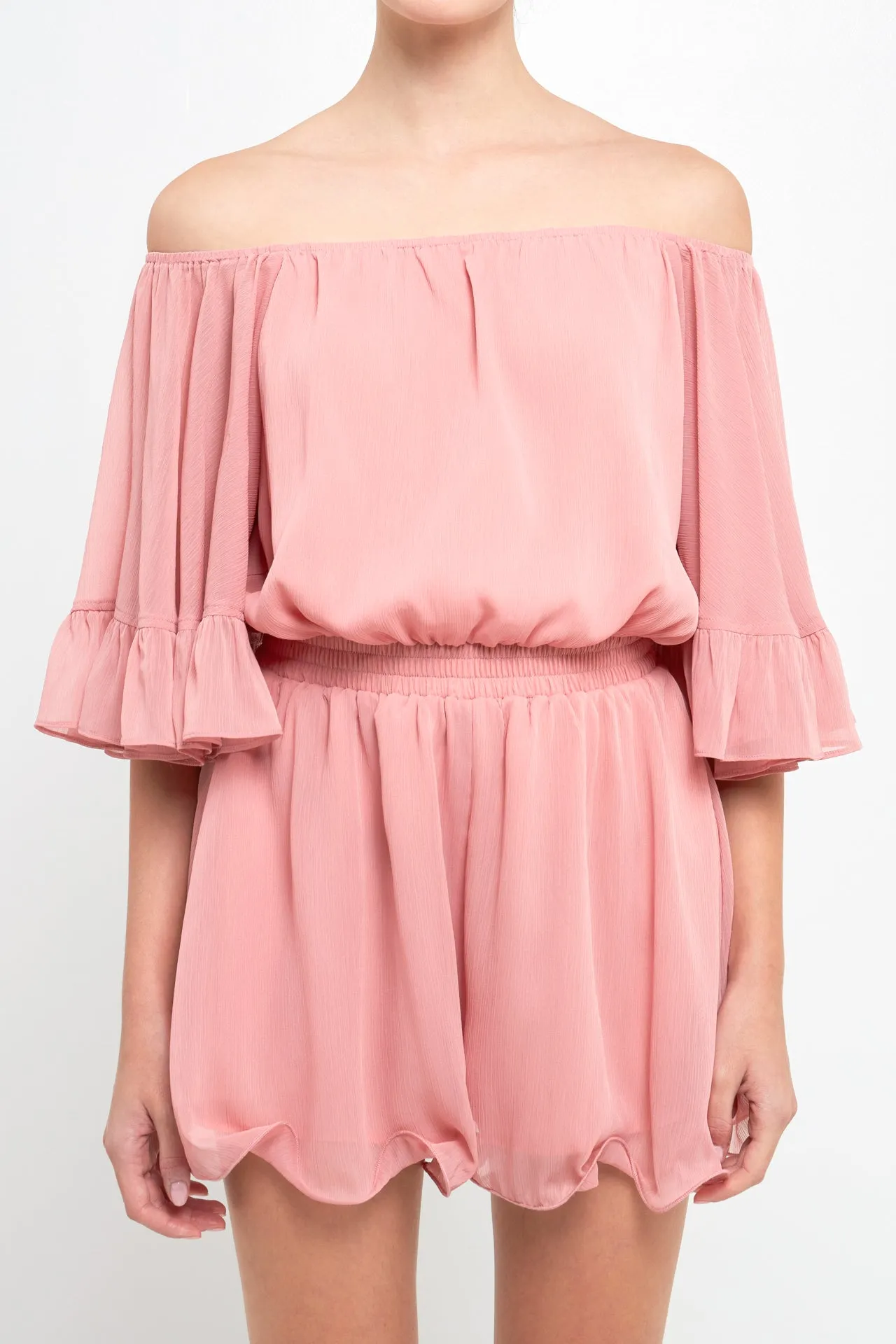 Ruffled Sleeve Romper
