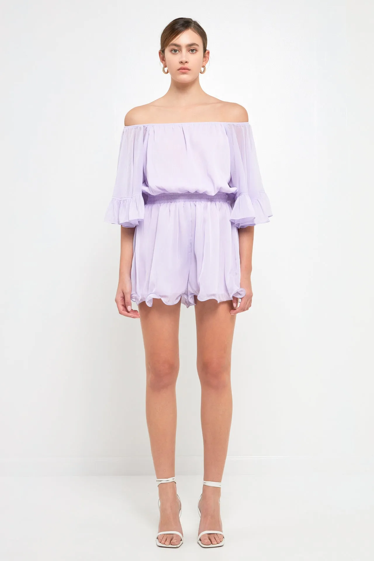 Ruffled Sleeve Romper
