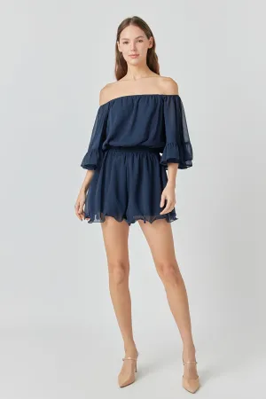 Ruffled Sleeve Romper