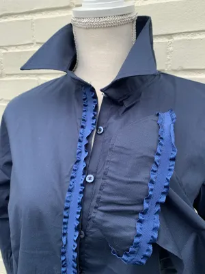 SALE - L & XL ONLY - Sandy Popover Ruffle Ribbon Tunic (TP05) *FINAL SALE*