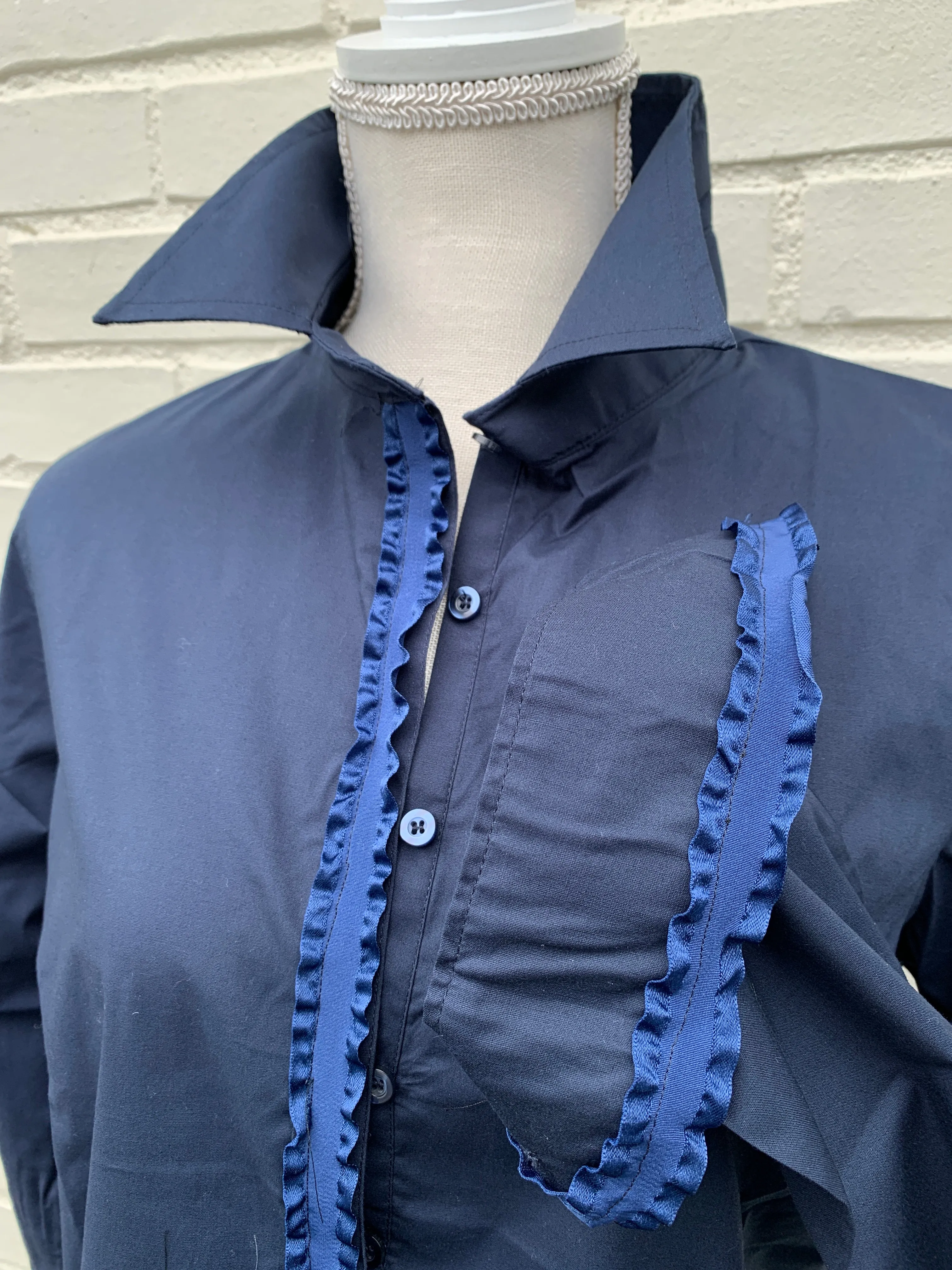 SALE - L & XL ONLY - Sandy Popover Ruffle Ribbon Tunic (TP05) *FINAL SALE*