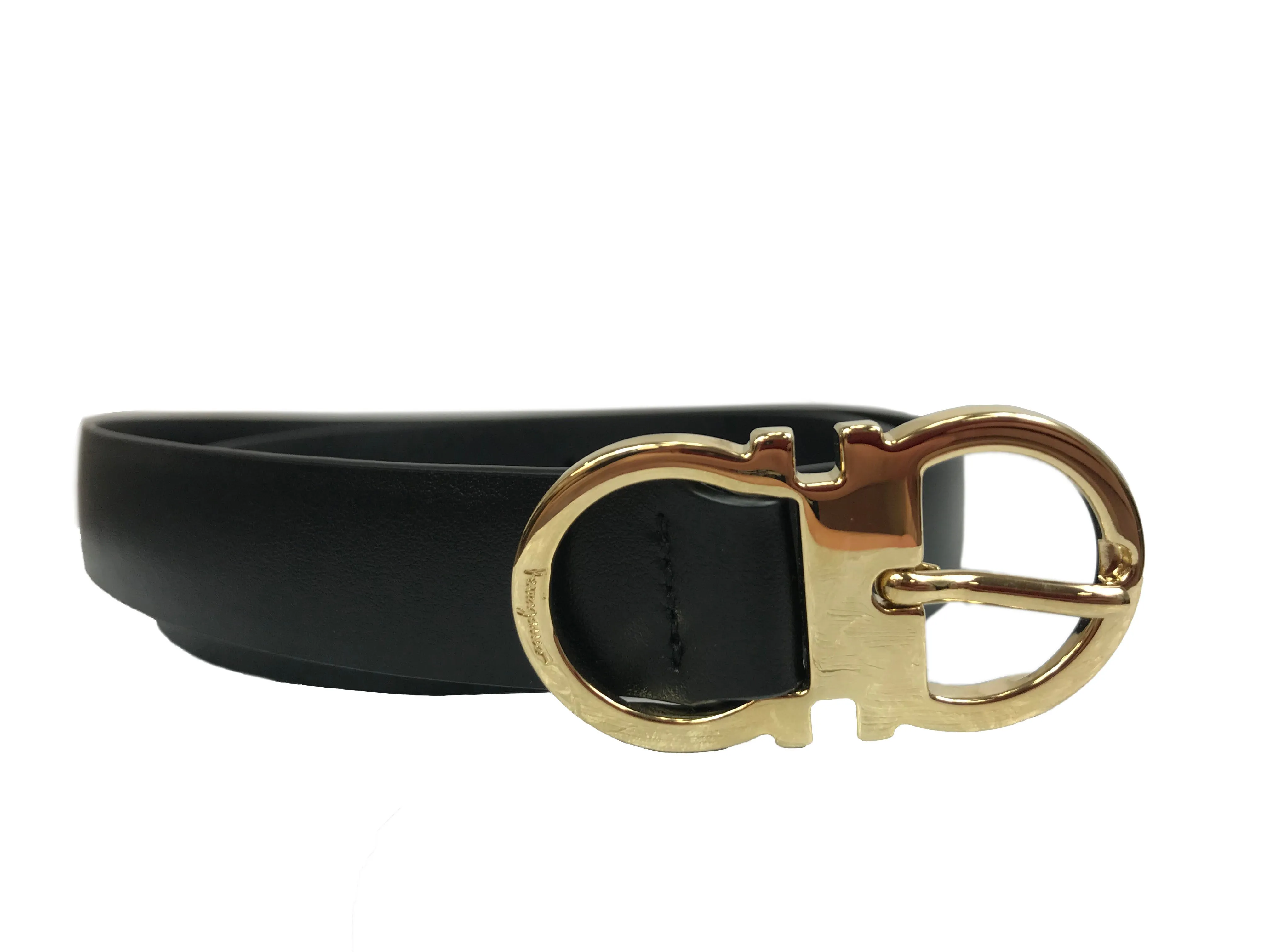 Salvatore Ferragamo Gancini Buckle Belt in Nero